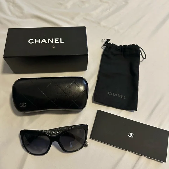 CHANEL | Other | Chanel Black Quilted Sunglasses | Poshmark display picture 3